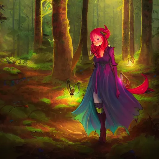 Prompt: a woodland clothing store run by a fae demon princess 4 k ultra detailed colorful cute artstation trending enigmatic lighting soft bokeh diffuse