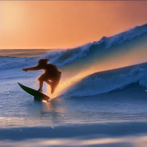 Image similar to stunning awe inspiring yoda surfing, movie still 8 k hdr atmospheric lighting