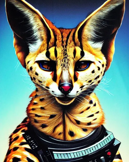 Image similar to a portrait of an anthropomorphic cyberpunk serval by sandra chevrier, by jon foster, detailed render, tape deck, epic composition, cybernetics, 4 k realistic, cryengine, realistic shaded lighting, sharp focus, masterpiece, by enki bilal