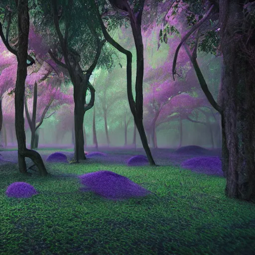 Prompt: inside an ethereal forest with a purple lake, highly detailed, 4k, HDR, award-winning, octane render