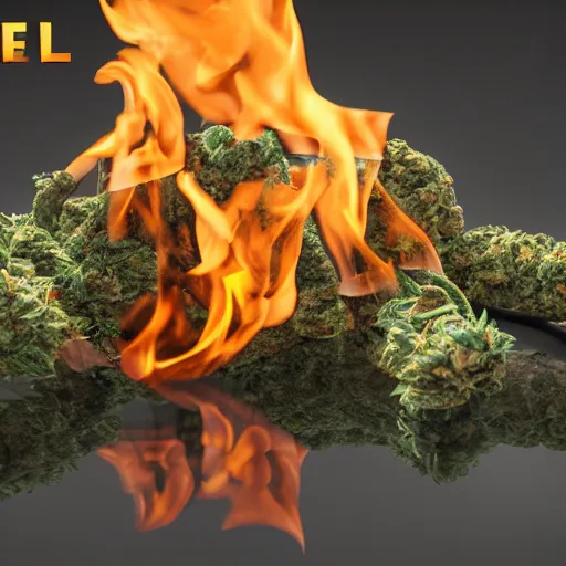 Prompt: cannabis bong water pipe, fire, smoke, octane render, 8 k, ultra hd, unreal engine 5, ray tracing