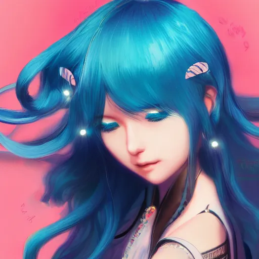 Image similar to teen girl hatsune miku, blue hair, gorgeous, amazing, elegant, intricate, highly detailed, digital painting, artstation, concept art, sharp focus, illustration, art by Ross tran