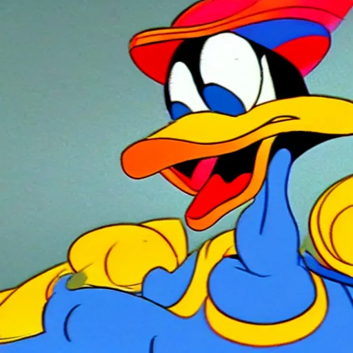 Prompt: donald duck animated by ralph bakshi