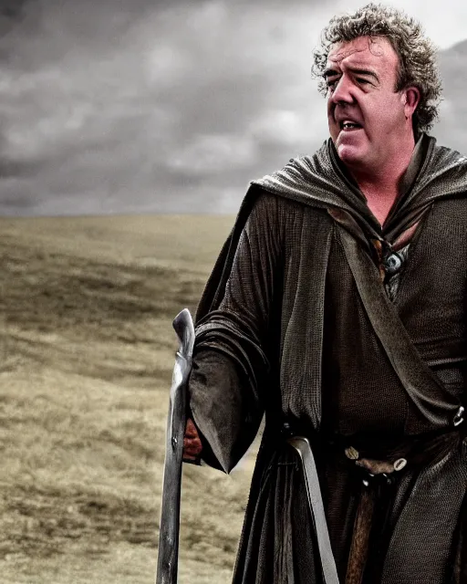 Image similar to film still of jeremy clarkson as the dark lord from the movie the lord of the rings. photographic, photography