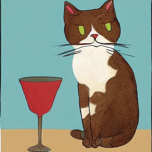 Image similar to David Gentleman illustration of a cute cat