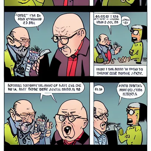Prompt: angry uncle junior soprano preaching about the end of the world cartoon strip