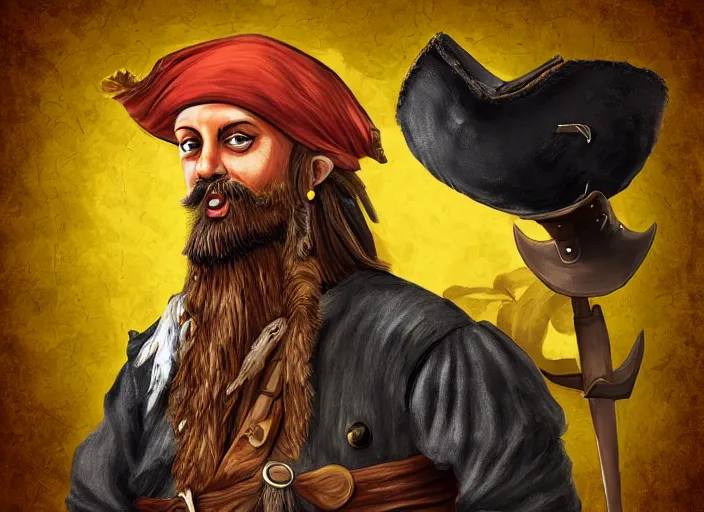 Image similar to a bearded pirate, digital art