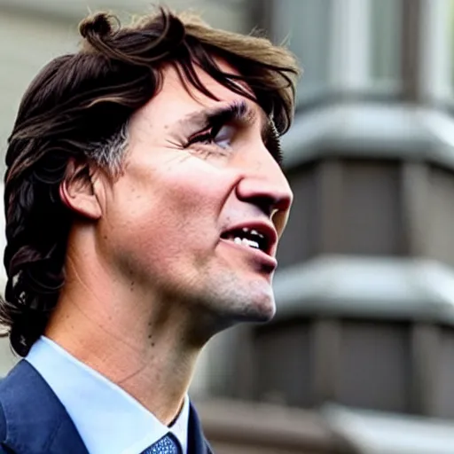 Prompt: A still of Justin Trudeau in Dumb and Dumber, realistic