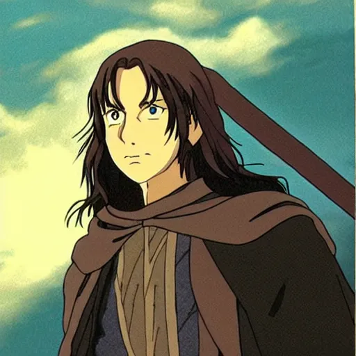 Image similar to aragorn from the anime lord of the rings (1986), studio ghibli