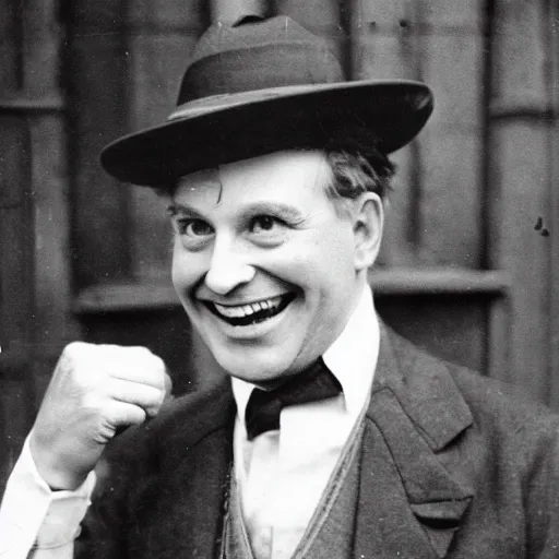 Prompt: friendly british gentleman lord is telling a joke, vintage photo