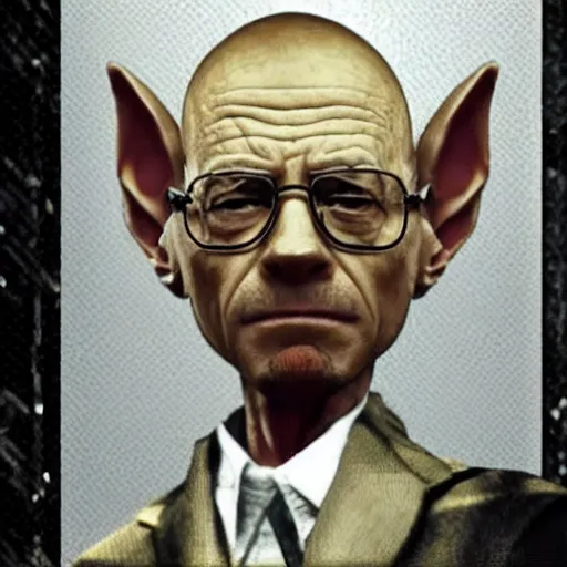 Image similar to walter white in a discord call with gus fring and dobby the house elf, bad camera quality, funny, realistic