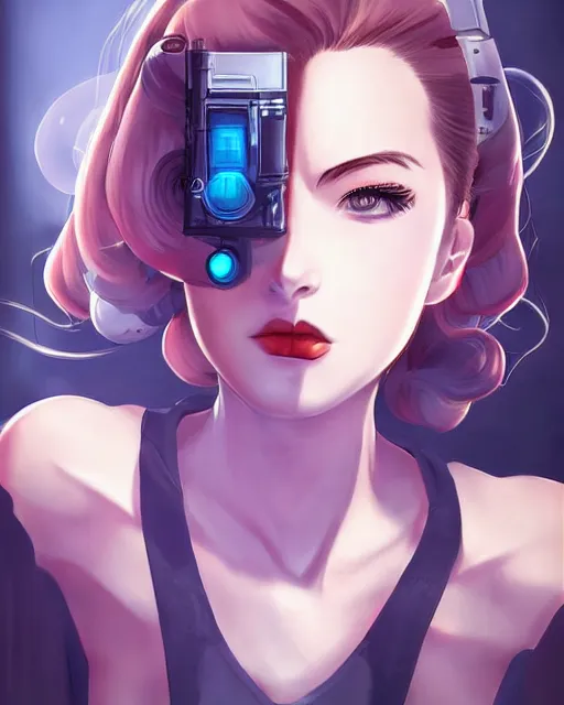 Image similar to portrait Anime 1940s Detective smoking, cyberpunk, high detail of the face, high detail, high modernization, artgerm, realistic shaded lighting