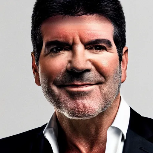 Image similar to extremely close up photograph of simon cowell, very wide fov, 4 k
