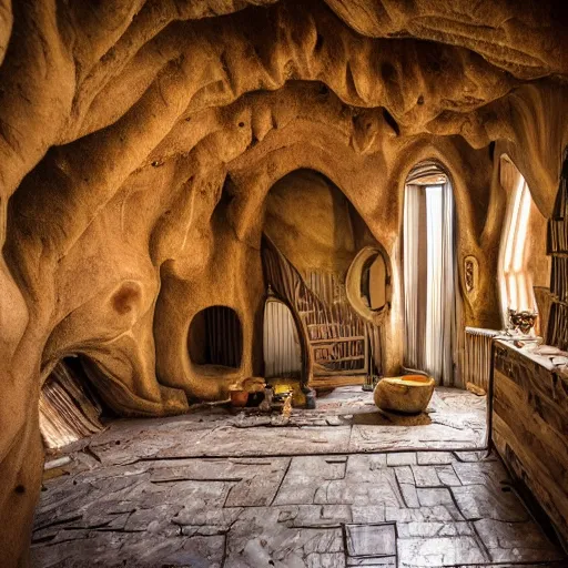 Prompt: immense and labyrinthic interior of a cosy house, weird atmosphere