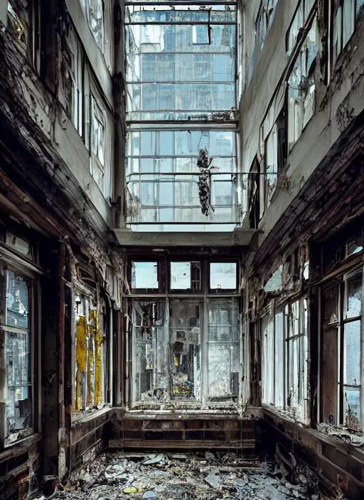 Prompt: “derelict luxury architecture single building , the windows are broken, building designed by architect Bob The Builder, architecture digest, building surrounded in a luxury environment, bright tones, fluorescent lighting,volumetric Lighting, photorealism, high detail, golden ratio, cinematic, octane renderer”