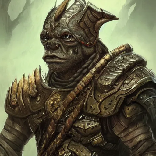 Image similar to a detailed portrait of an orc with armor, fantasy art illustration, incredibly highly detailed and realistic, 8 k, sharp focus