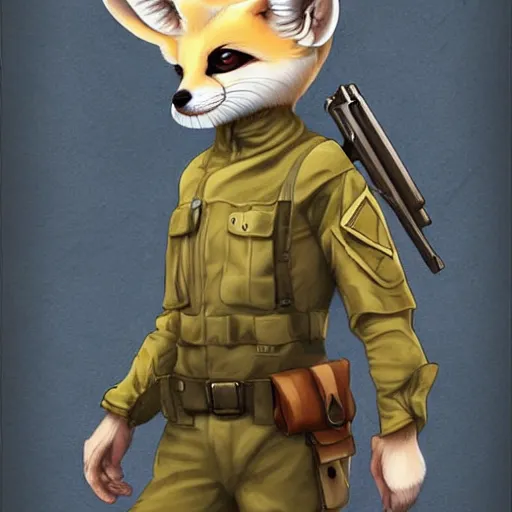 Image similar to Fennec Fox as a Soldier, Artstation, Digital Art, Award Winning Masterpiece,