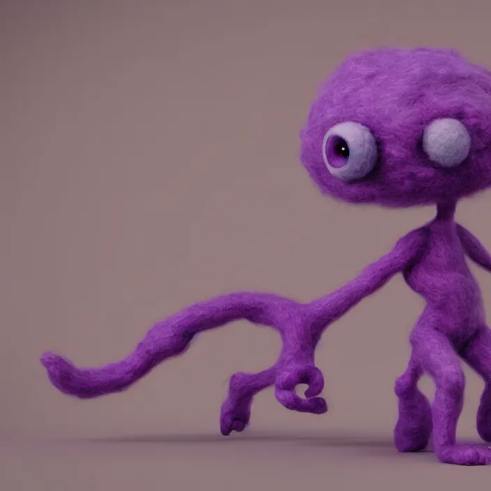 Prompt: a 3D render of a cute purple monster made out of wool, digital art, highly detailed, warm lighting, unreal engine 5, octane render, artgern, trending on artstation, Pixar, by John Coltrane and Marc Simonetti, Manic, inspired by Greg rutkowski