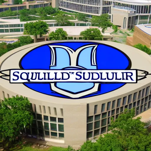 Image similar to squidward college, buildings, college campus and building, squidward logo in college, high detail