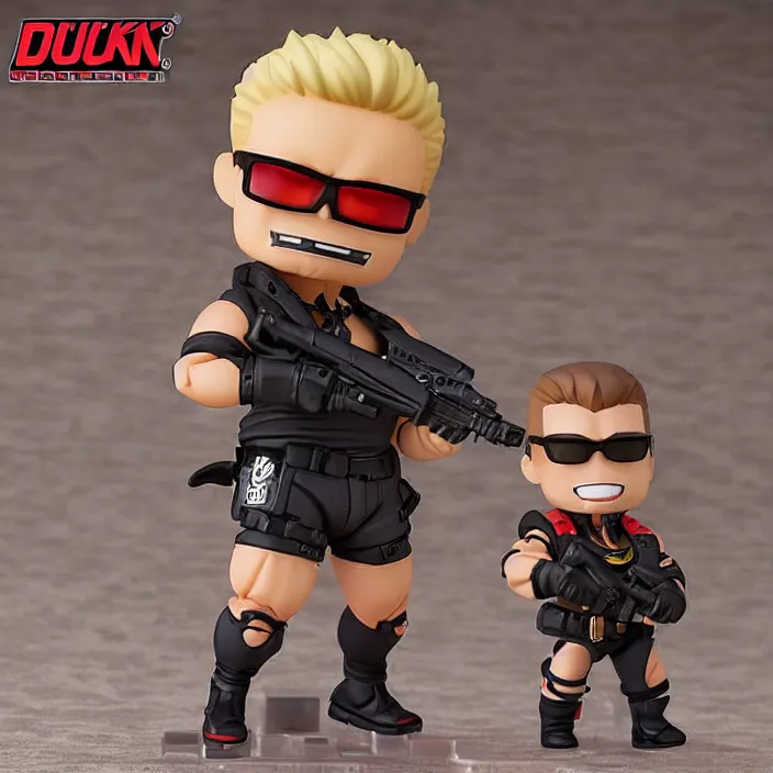 Prompt: Duke Nukem!!!!!!!!!!!!!!!!!, An anime Nendoroid of Duke Nukem, figurine, detailed product photo