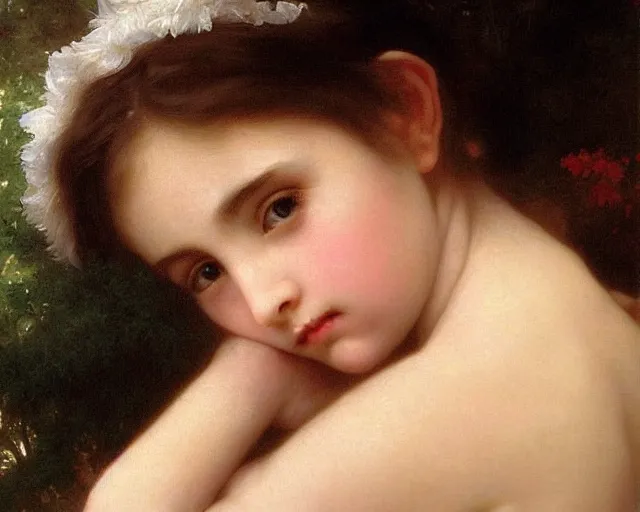 Prompt: beautiful glorious realistic oil painting of young enya, bokeh, baroque style by bouguereau, sunset, highly detailed and photorealistic, 8 k high detail and intricate