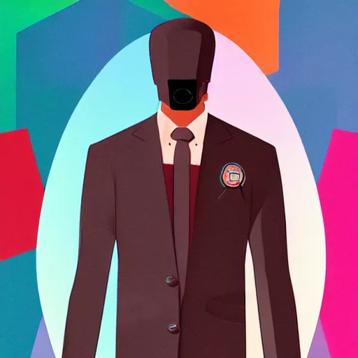 Image similar to new kind of suit, 2d matte colors, poster style