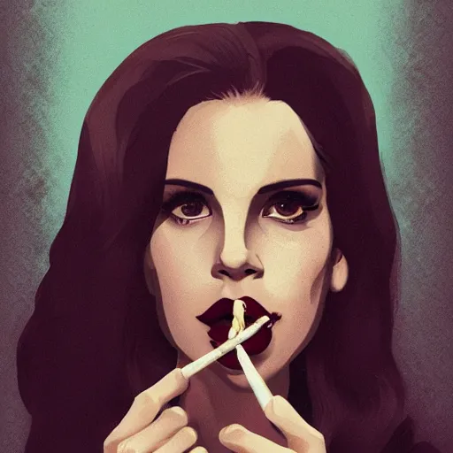 Prompt: Lana Del Rey eating a cigarette sandwich, 4k, 8k, trending on artstation, artstation digital artwork.