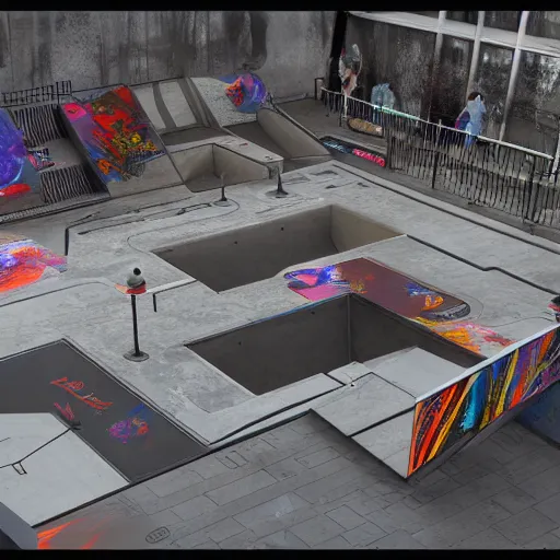 Image similar to cyberpunk skatepark, digital art, extremely detailed 4k