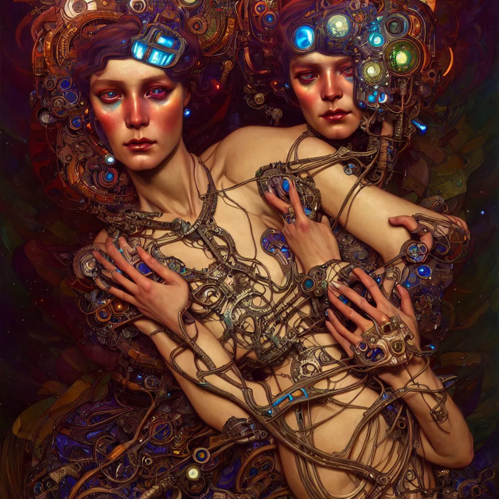 Image similar to extremely psychedelic cyborg queen of lsd. intricate, elegant, highly detailed, extremely lifelike photorealistic digital painting, artstation. steichen, gaston bussiere, tom bagshaw, cyberpunk alphonse mucha. dark pallet, melancholy. anatomically correct in every way.