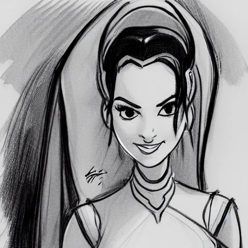 Image similar to milt kahl sketch of victoria justice as princess padme from star wars episode 3