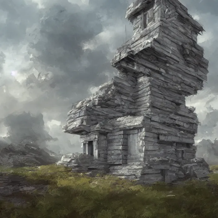 Image similar to a building in a landscape, trending on artstation