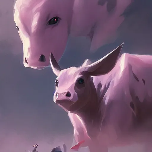 Image similar to pokemon 🐄, artstation greg rutkowski, cinematic, hyperrealist, digital art