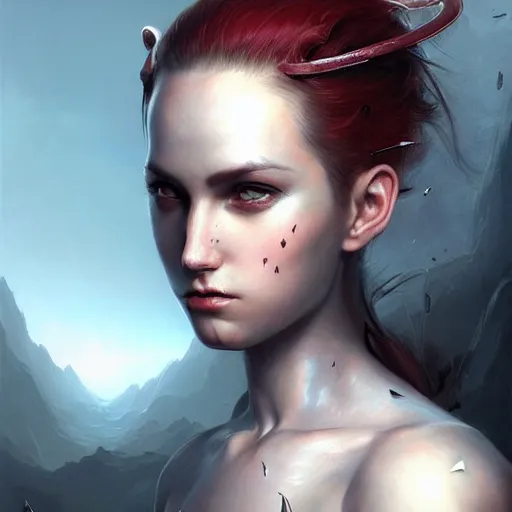 Image similar to ultra realist breathtaking detailed soft painting of non-binary warrior, dark fantasy, naval background, elegant, highly detailed, artstation, concept art, matte, sharp focus, art by Tom Bagshaw, Artgerm and Greg Rutkowski