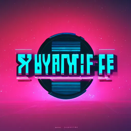 Image similar to scifi logo for a synthwave music producer, digital 3 d, black background, minimal, trending on artstation