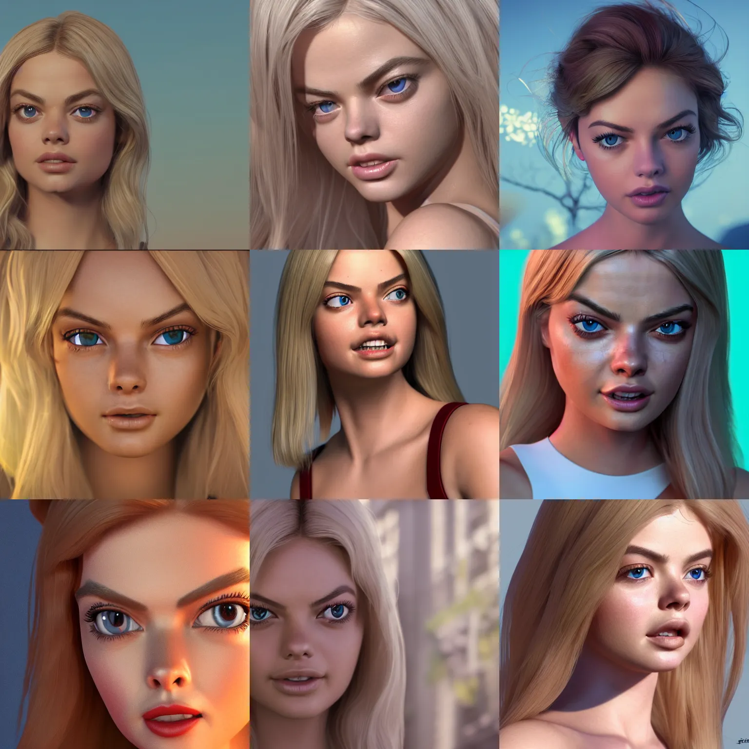 Prompt: samara weaving, raytracing, cute face, 4 k, very high details, disney style, 3 d, arnold render