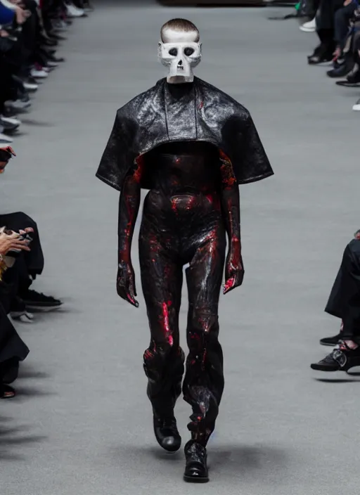 Prompt: hyperrealistic and heavy detailed balenciaga runway show of hannibal lecter, leica sl 2 5 0 mm, vivid color, high quality, high textured, real life