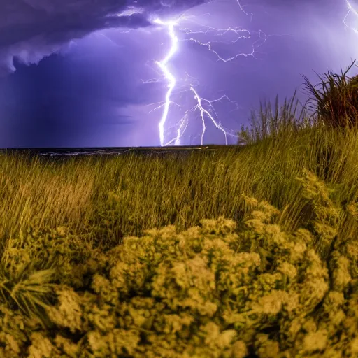 Image similar to dramatic lightning, photo 1 5 mm, wide, flower in the sea