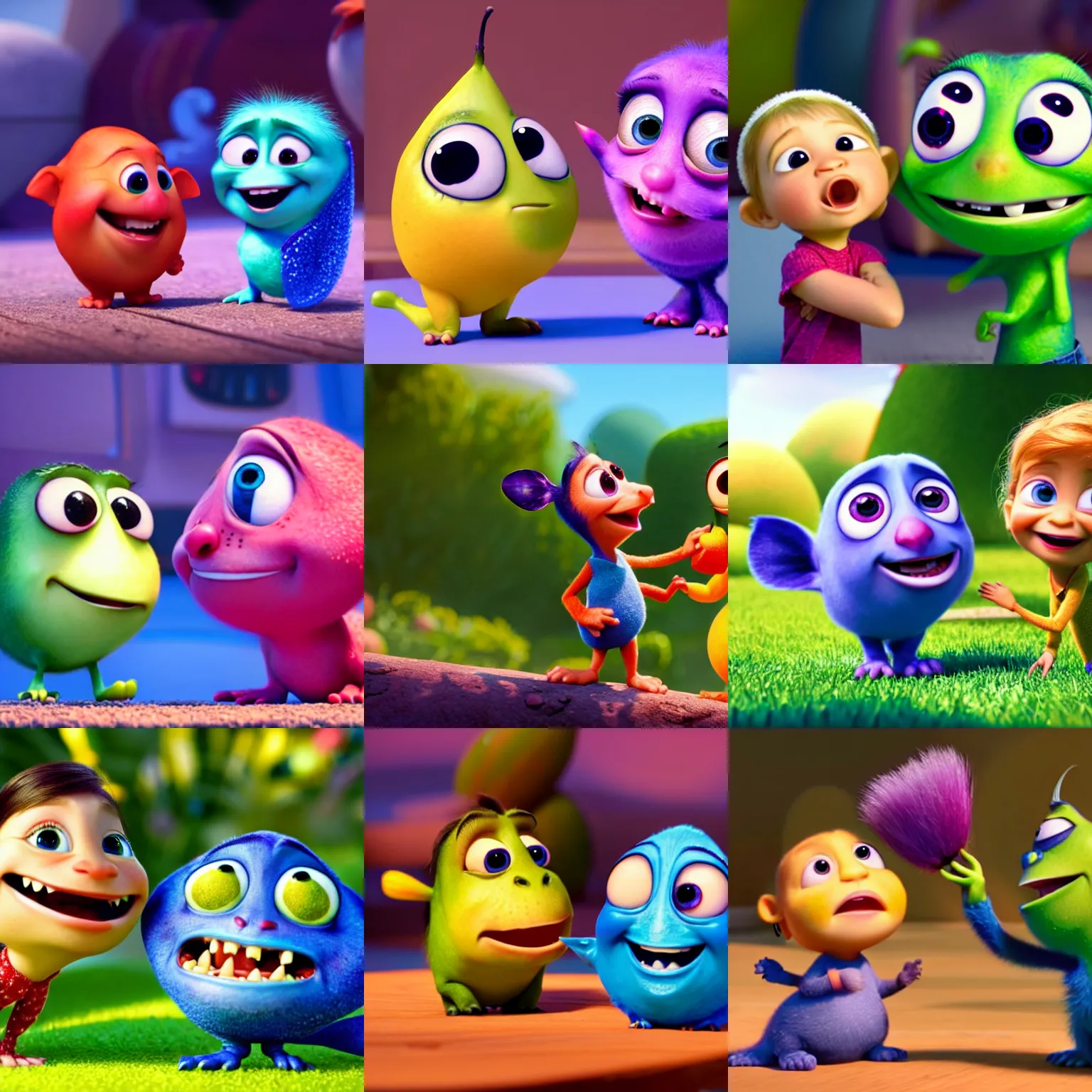 Prompt: a couple of cutest little fruitties being friends, pixar, cgi, 4 k, vivid, symetric, hyperdetailed