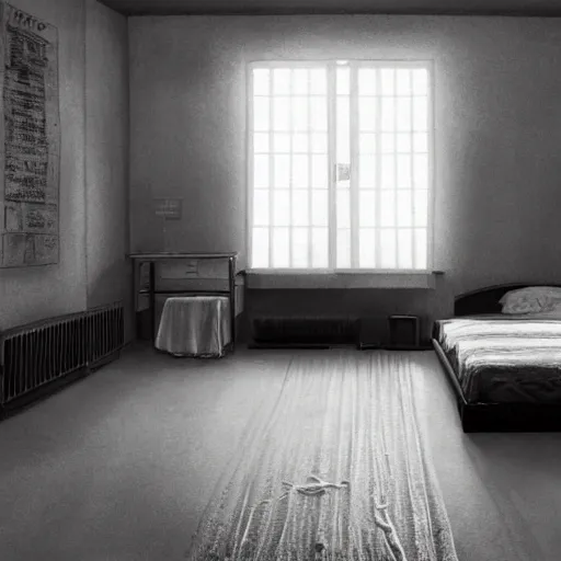 Image similar to this is the room, the start of it all, no portrait so fine, only sheets on the wall, i've seen the nights, filled with bloodsport and pain, and the bodies obtained, the bodies obtained hyperdetailed 4 k photorealism