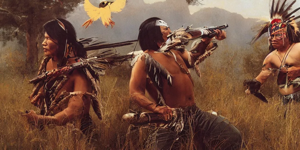 Image similar to of Native American hunting a buffalo Liam Wong and Boris Vallejo