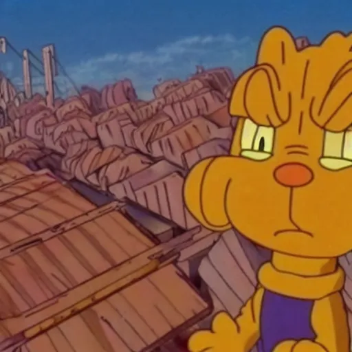 Image similar to garfield in the third impact, neon genesis evangelion, anime