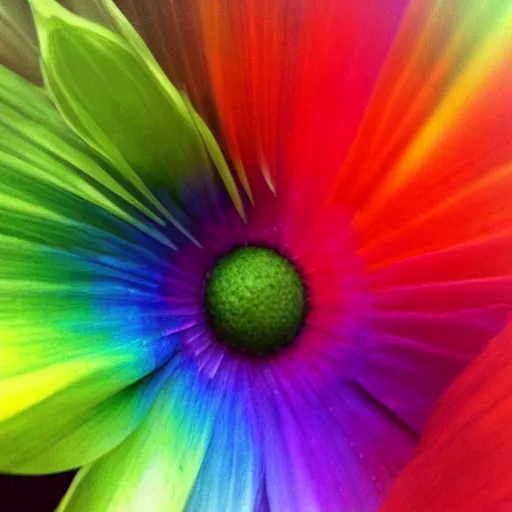 Prompt: “a rainbow coming out of a flower”