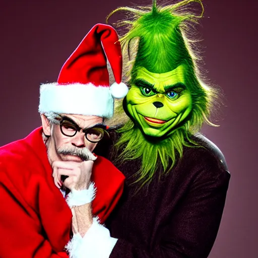 Prompt: a photography of billy bob Thornton disguised as the Grinch.