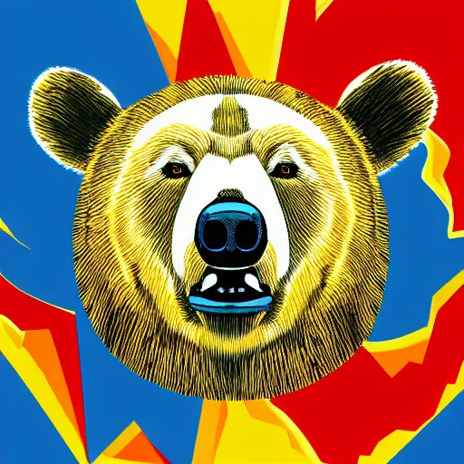 Prompt: bored bear graphic art