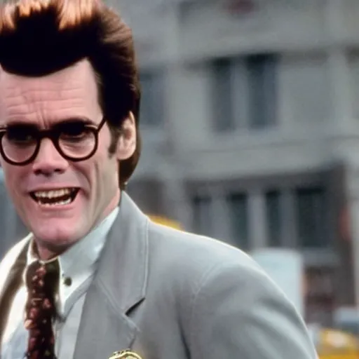 Image similar to Jim Carrey as Egon Spengler in the movie Ghostbusters