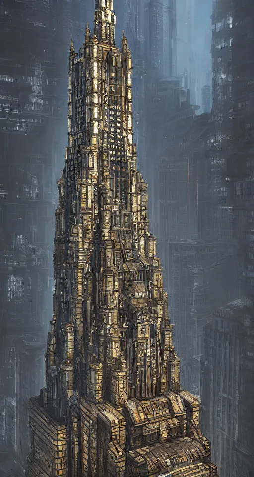 Prompt: slavic architecture style megatower, by jon aaron kambeitz, katsuhiro otomo, heng z, concept art, insanely detailed, raytracing, octane, unreal engine, trending on artstation