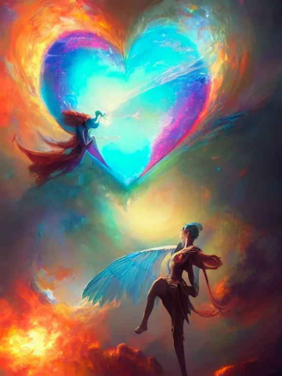 Prompt: a ultradetailed beautiful concept art of the prismatic heart being absorbing the wonderful colors of the emotion around it, concept art, high resolution 4 k, by tom bagshaw, greg rutkowski, charli bowater and artgeem