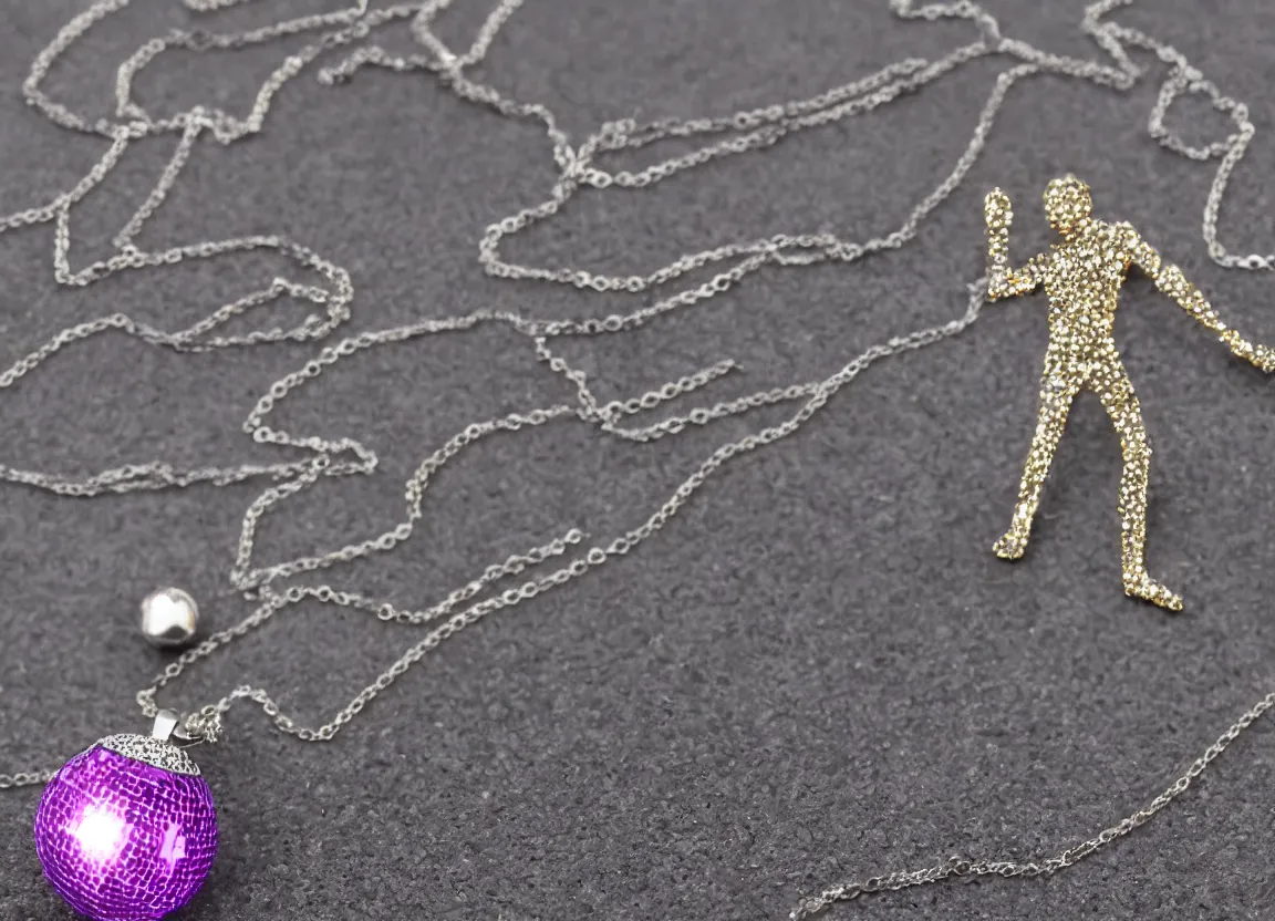 Image similar to dancing dude wearing a disco ball necklace