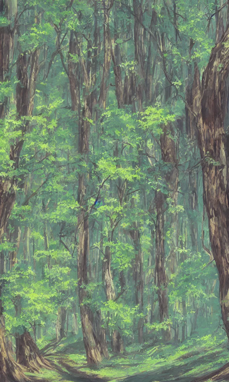 Image similar to a detailed painting in the style of anime of a forest