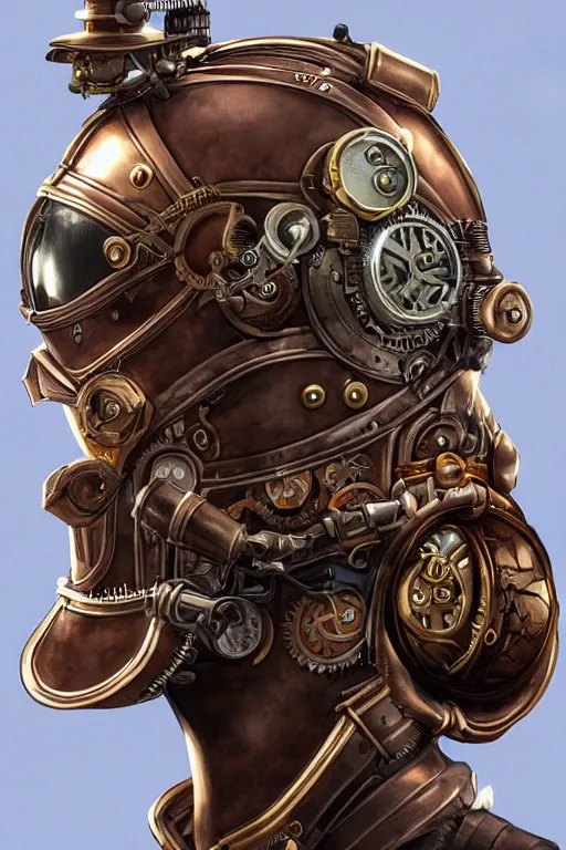 Image similar to steampunk helmet fantasy art mask robot ninja stylized digital illustration sharp focus, elegant intricate digital painting artstation concept art global illumination ray tracing advanced technology chaykin howard and campionpascale and cooke darwyn and davis jack